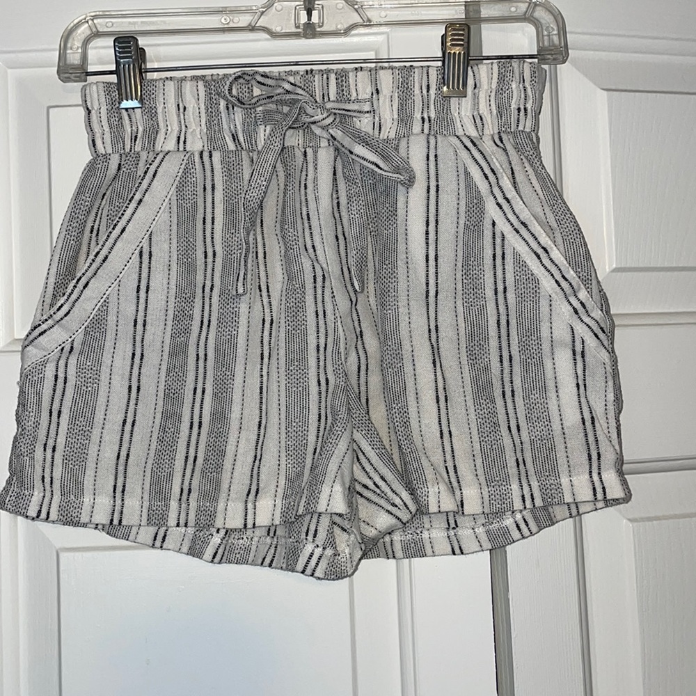 White and black striped shorts